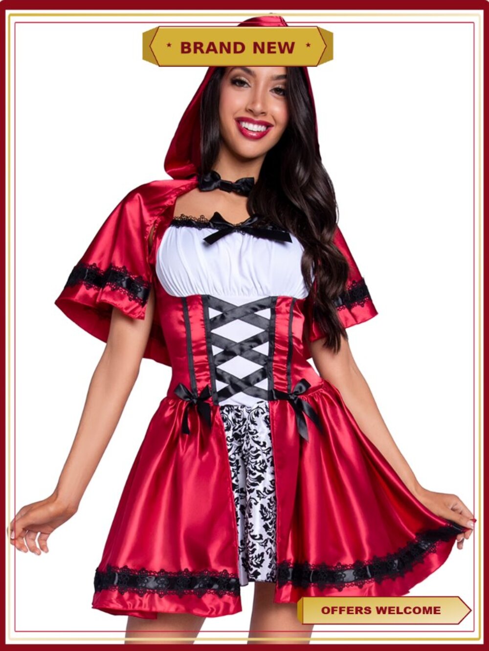 Gothic Red Riding Hood Costume Set Adult Small Halloween